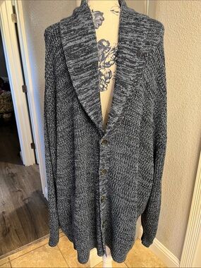 Men's Shawl Collar Button-Front Cardigan Sweater - Gray Marled